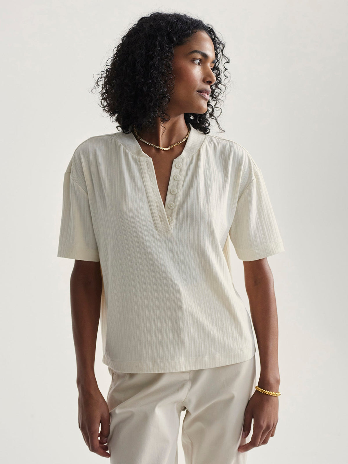 Kasey Mock Placket Rib Tee 2.0 | Varley New
