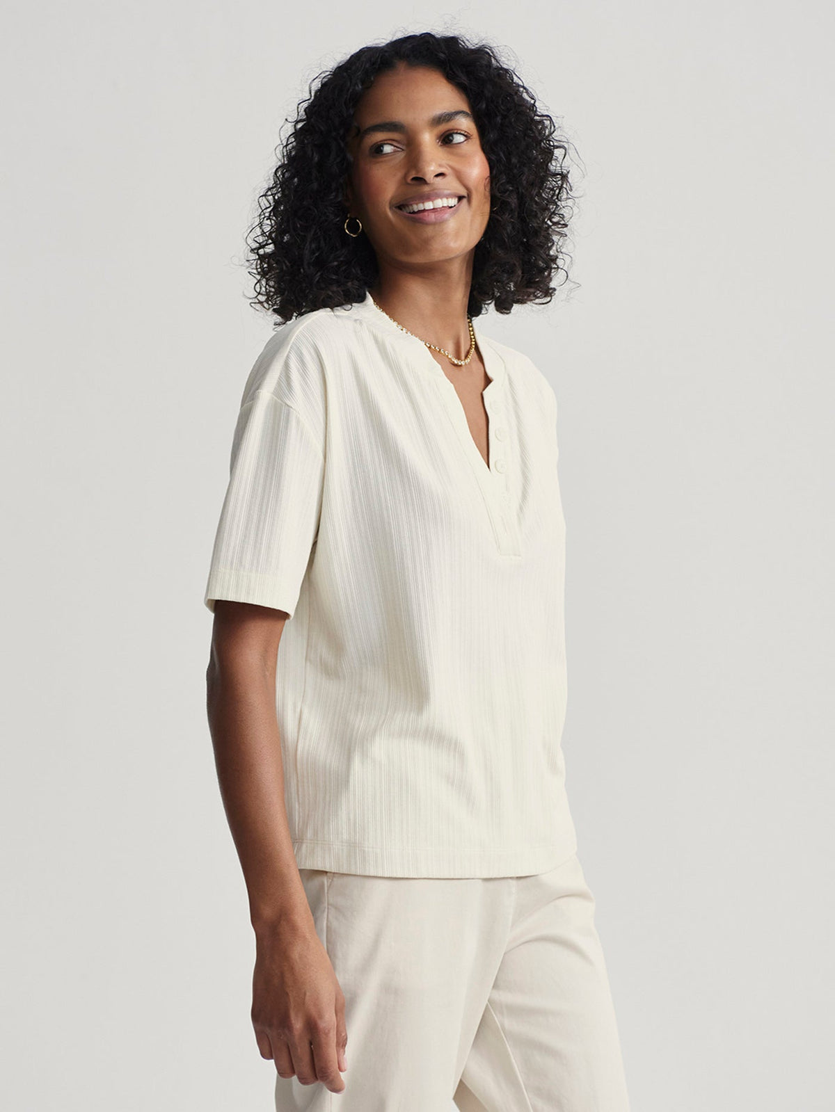 Kasey Mock Placket Rib Tee 2.0 | Varley New
