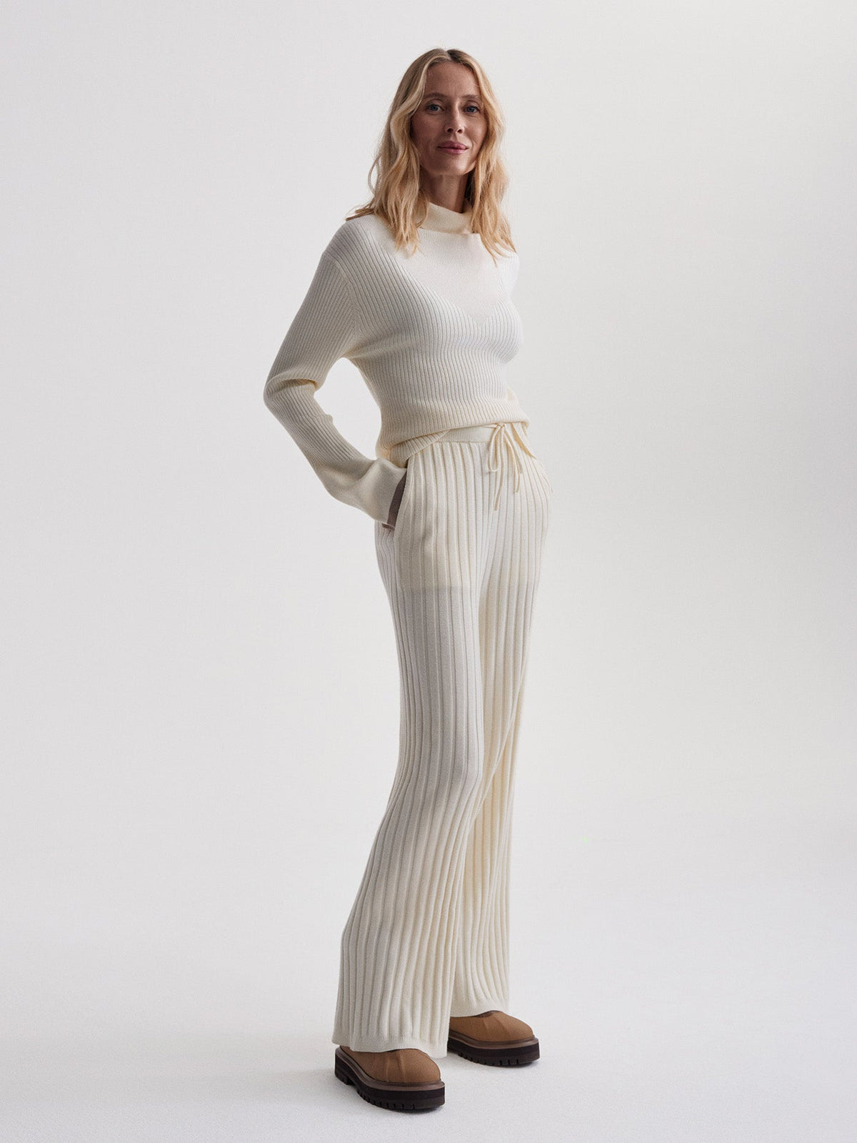 Simeon Wide Rib Knit Trouser | Varley New