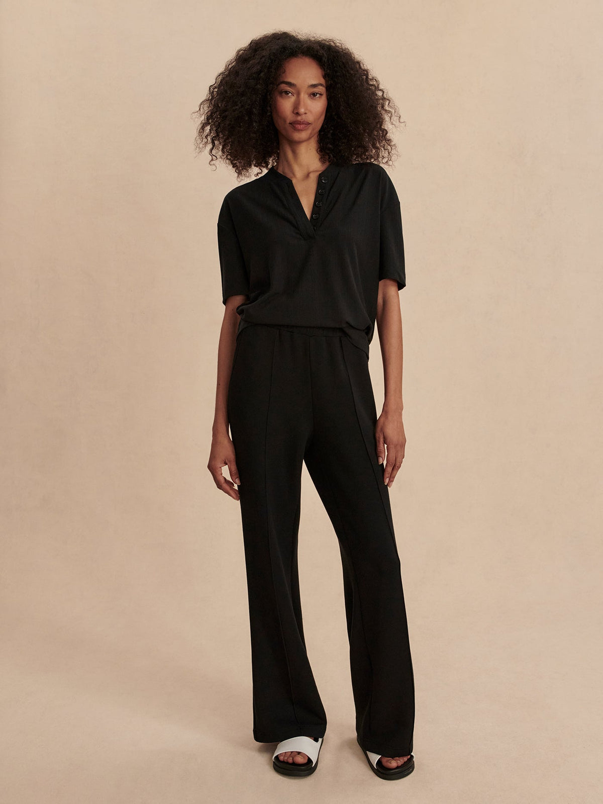 Kasey Mock Placket Rib Tee | Varley Top Pick