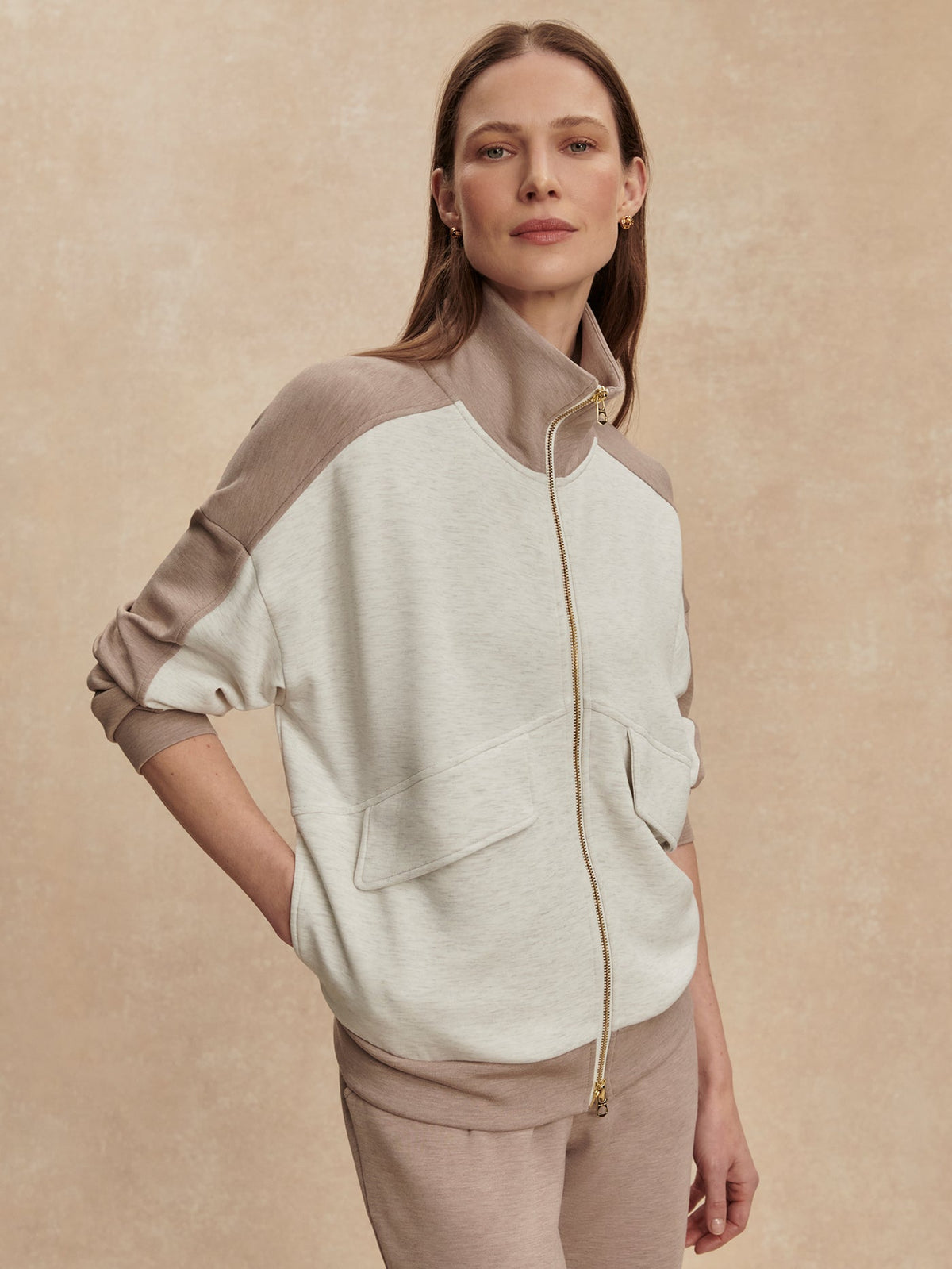 Garcia 2 Tone Zip Through Sweat | Varley Featured