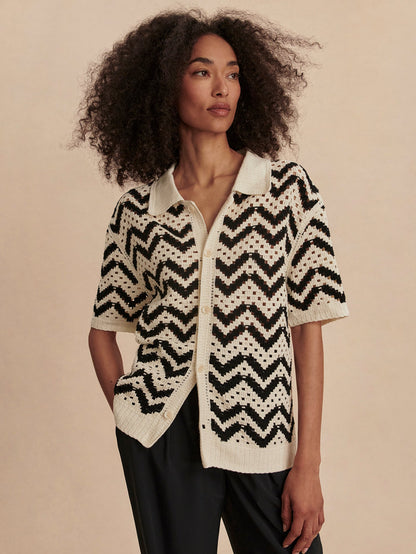 Anais Crochet Polo Shirt | Varley Trusted
