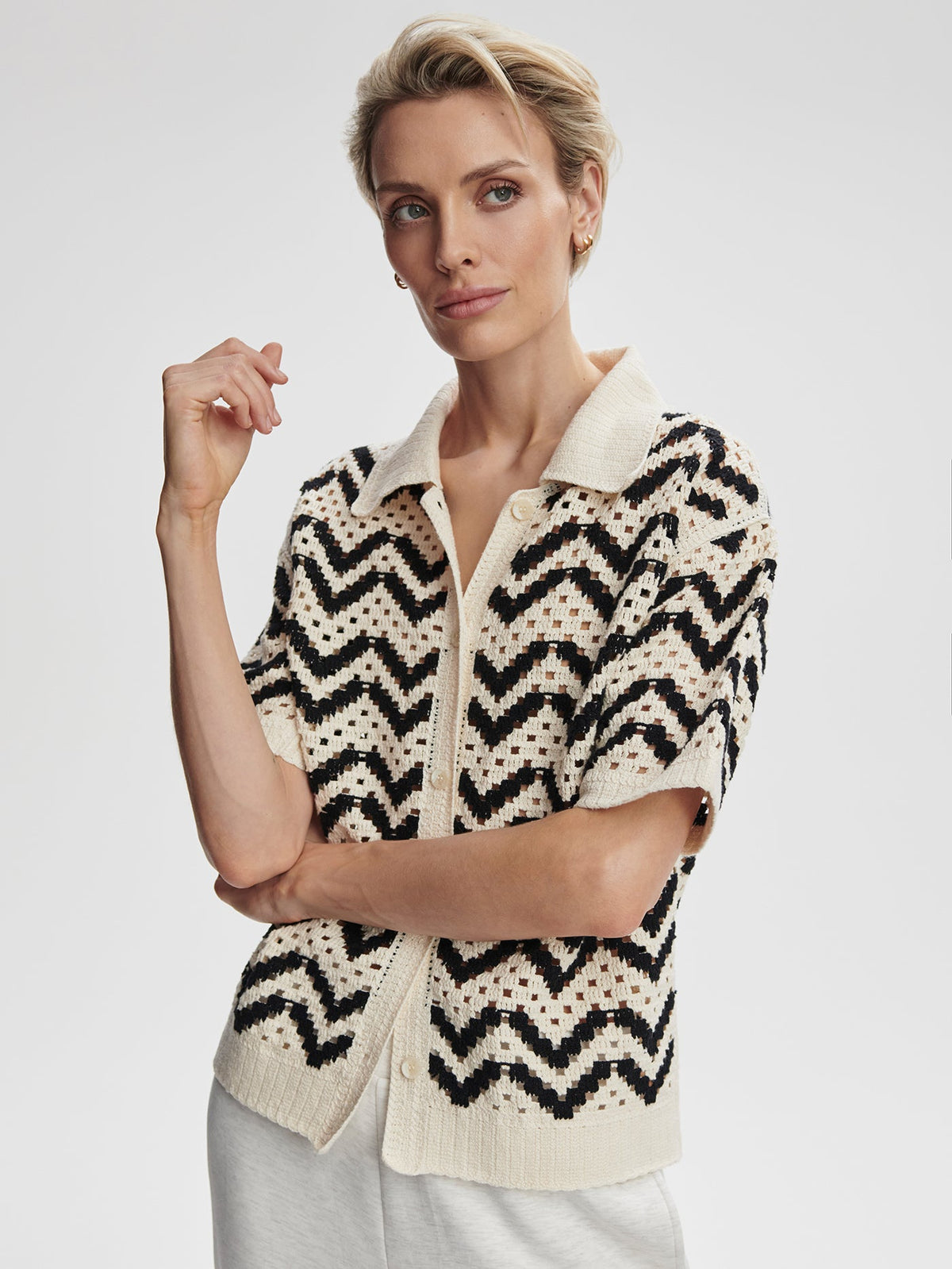 Anais Crochet Polo Shirt | Varley Trusted