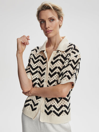 Anais Crochet Polo Shirt | Varley Trusted