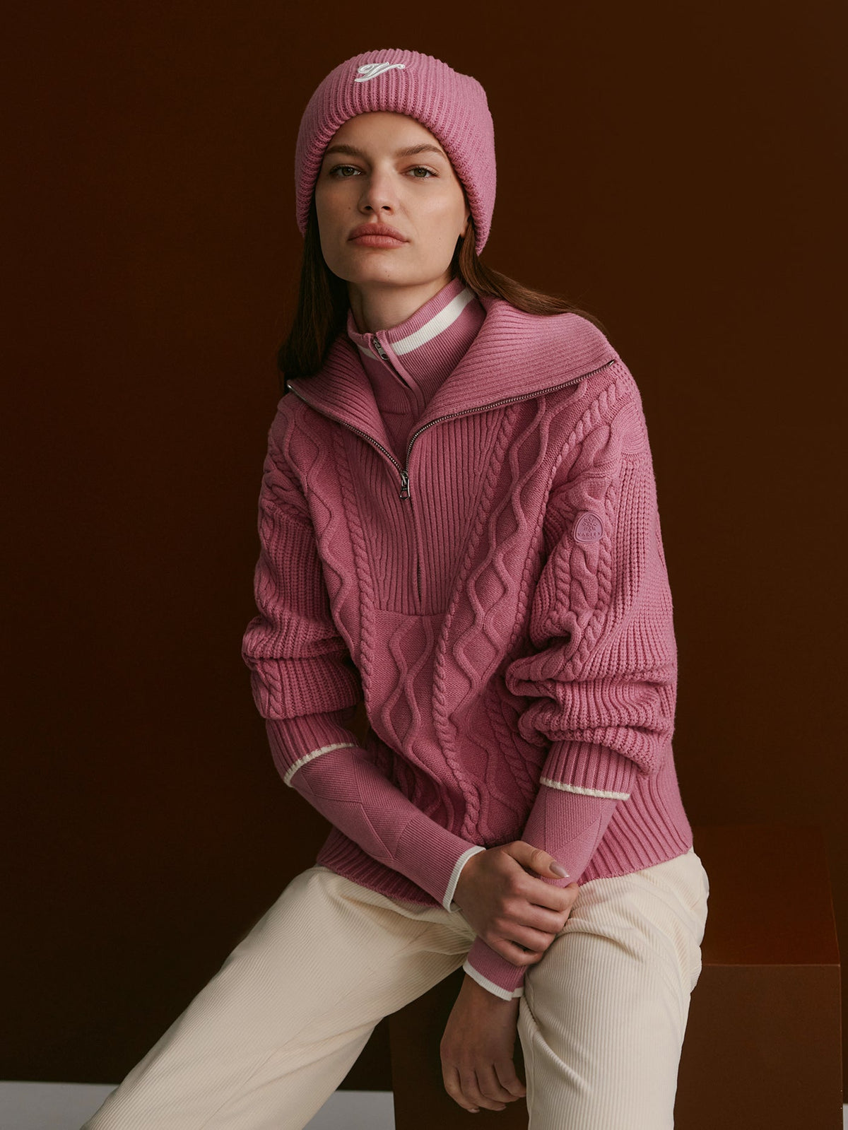 Didi Relaxed Cable Half Zip Knit | Varley Quality