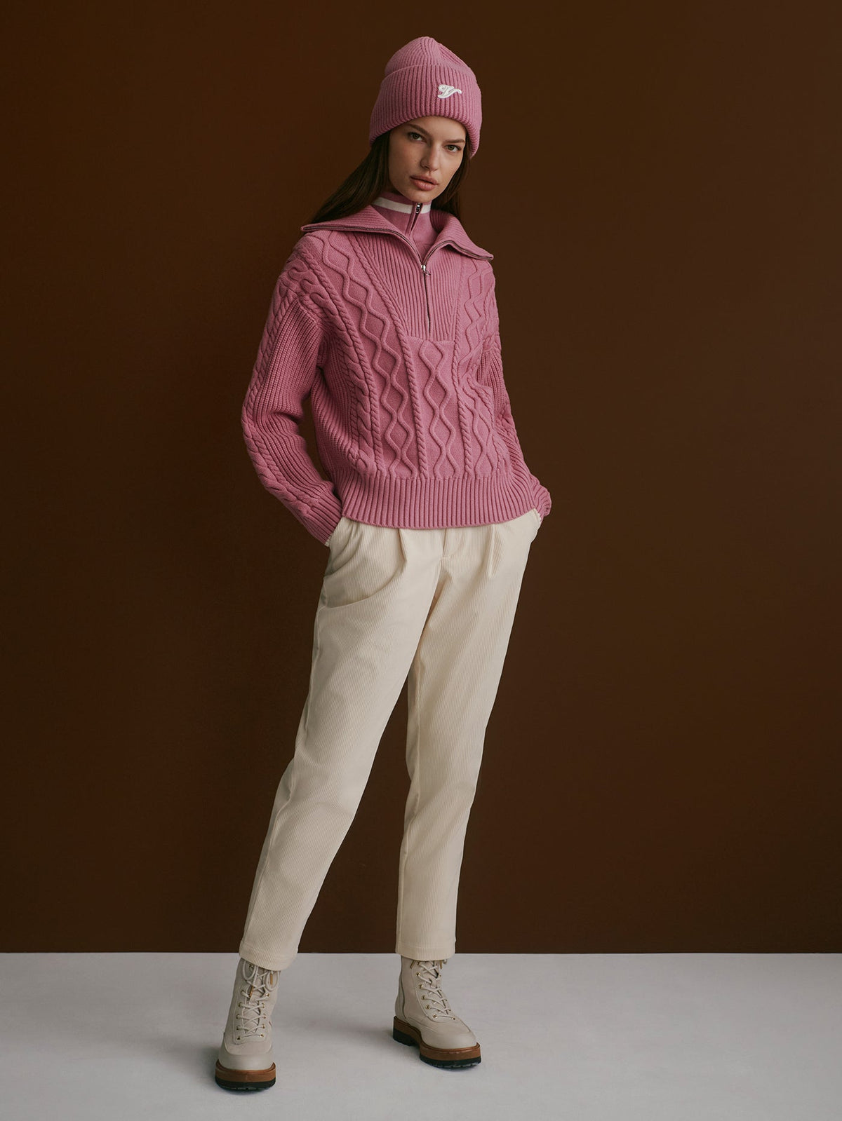 Didi Relaxed Cable Half Zip Knit | Varley Quality