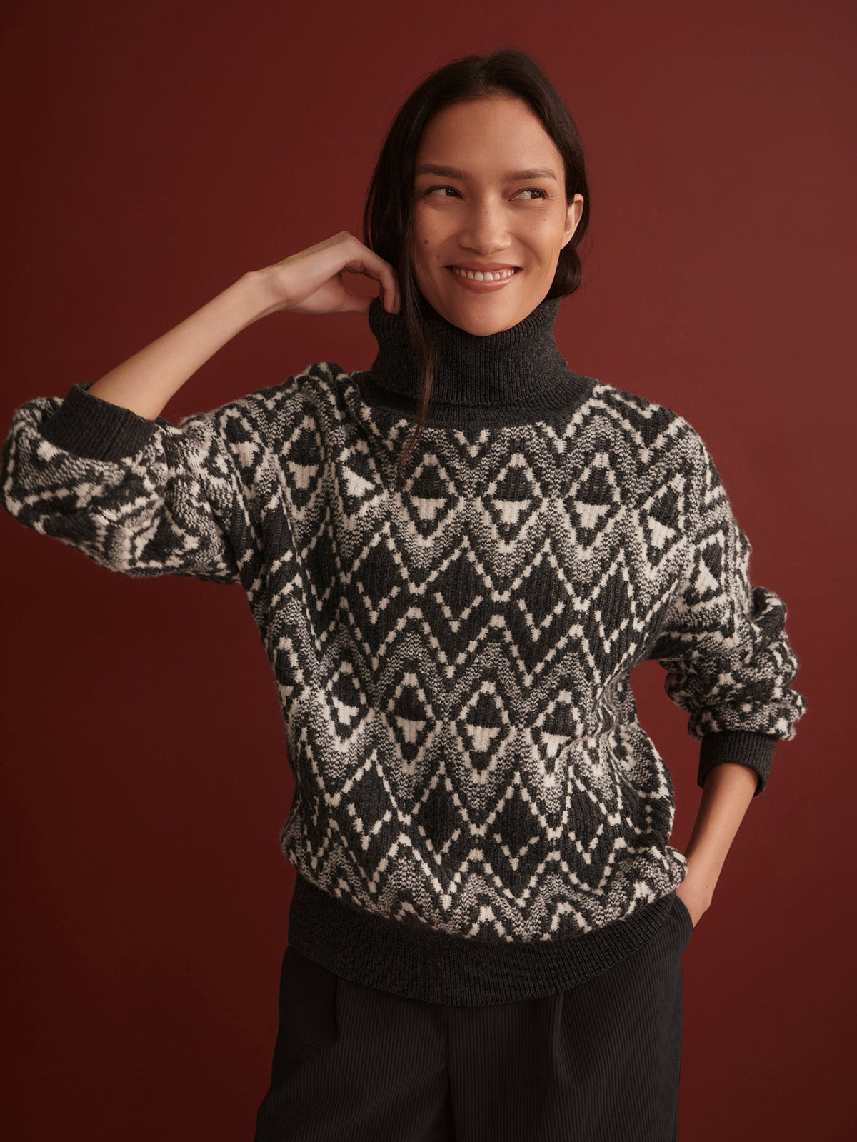 Ida Relaxed Fairisle Rollneck Knit | Varley Featured