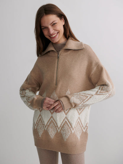Betty Jacquard Half Zip Knit | Varley New